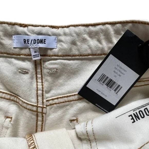 RE/DONE 70s Cigarette High Rise Straight Leg Jeans Birch Cream - Picture 5 of 7